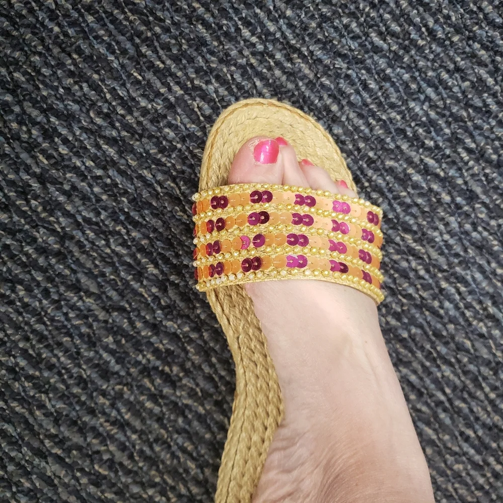 ESNY Espadrille Woven Sequin Sandals